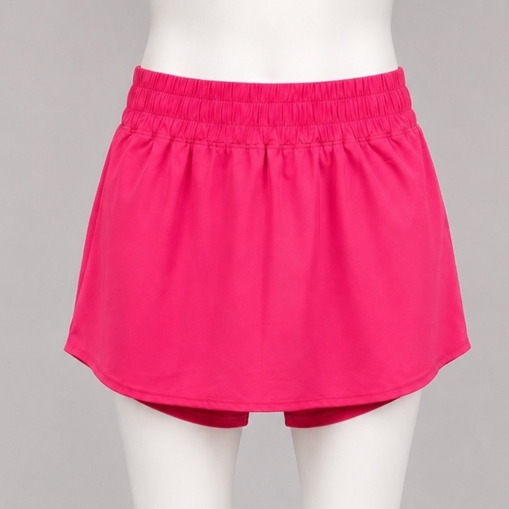 Pinspark Hot Pink Athletic Skort Smocked Waist Built-in Shorts Womens Medium NEW